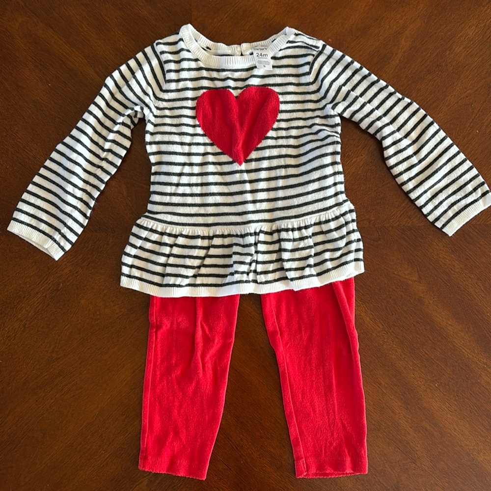 Carters Baby Girl Matching Sweater & Legging Set - Size 24M